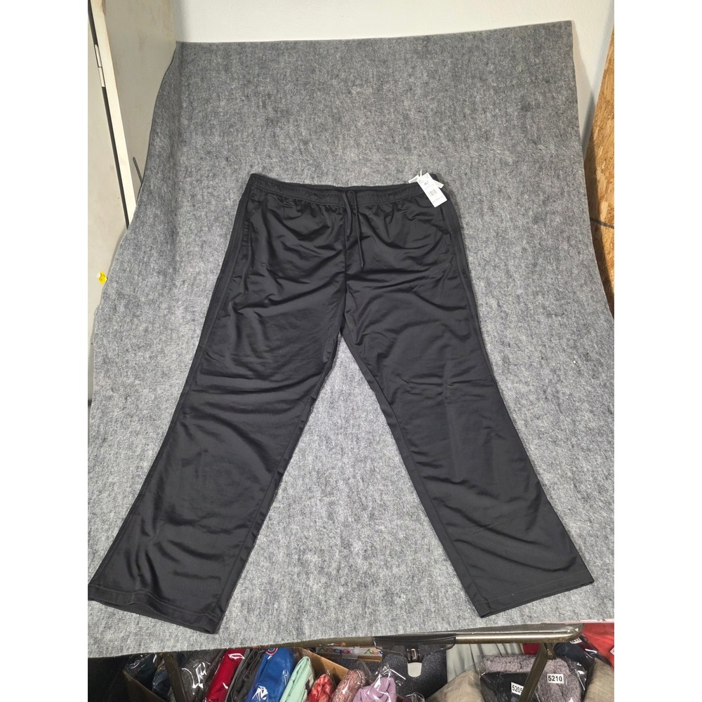 NWT Adidas Mens 4XLT Essentials 3 Stripe Tricot Track Pant Open Hem Black H48430